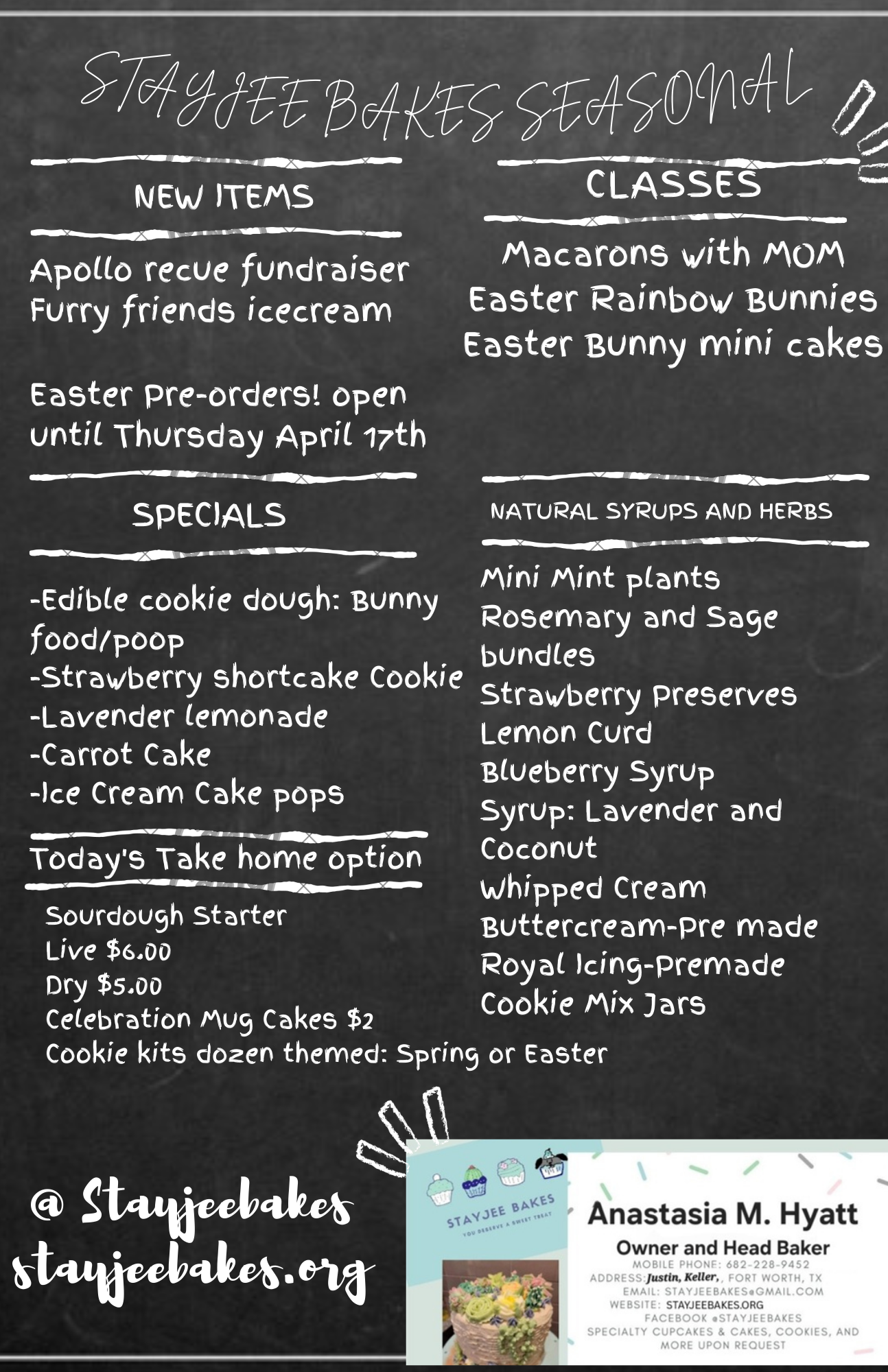 Farmer's Market Menu and Pre-Orders April